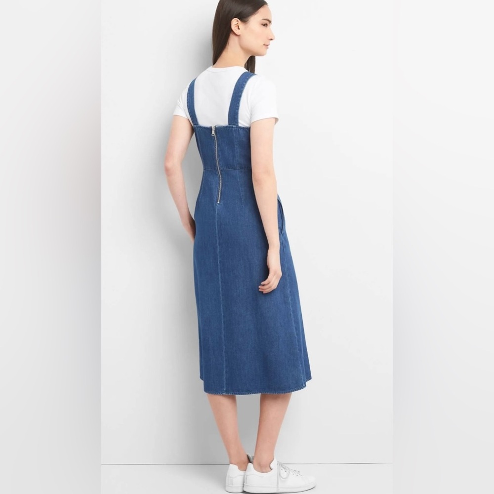 GAP Denim Women's Size 10 Blue Tank Corset Top Midi Dress Dark Wash NEW - Picture 4 of 14